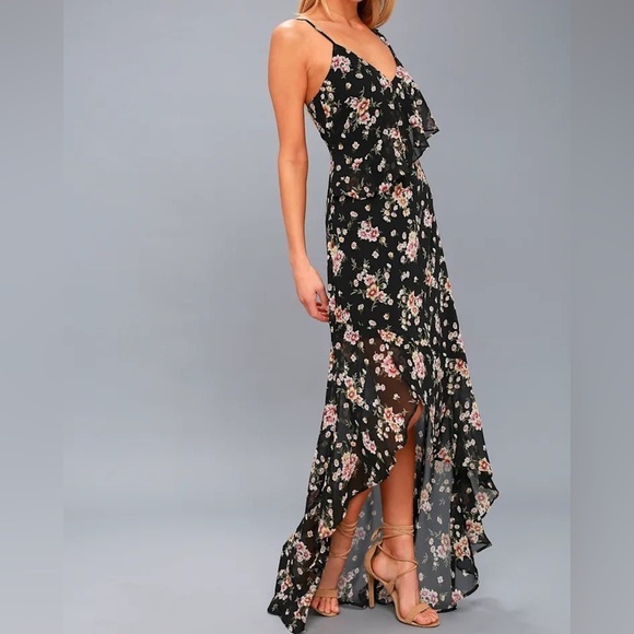 Lulus Dresses & Skirts - Lulus Harmonia Black Floral Print High-low Maxi Dress size S